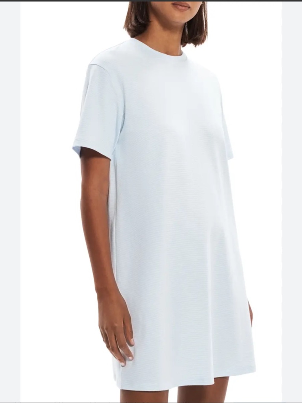 Theory Pale Blue Perfect Striped Short Sleeve Knit TShirt Dress